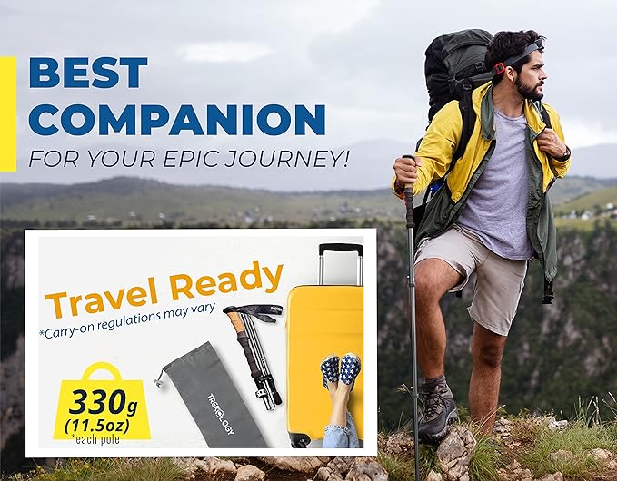 TREKOLOGY Trek-Z Cork Grip Trekking Poles – Lightweight Folding Hiking Poles, Adjustable Height, Compact Travel Design, Aircraft-Grade Aluminum Walking Sticks for Men & Women - Image 2